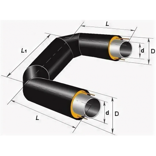 П-образный компенсатор ППУ ОЦ тип 2 Ст10 32х3х45,95х1000 мм ГОСТ 10704-91