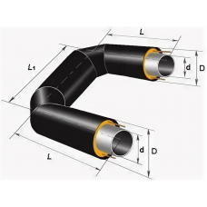 П-образный компенсатор ППУ ПЭ тип 1 Ст3сп 26,8х3,2х46,6х1000 мм ГОСТ 3262-75
